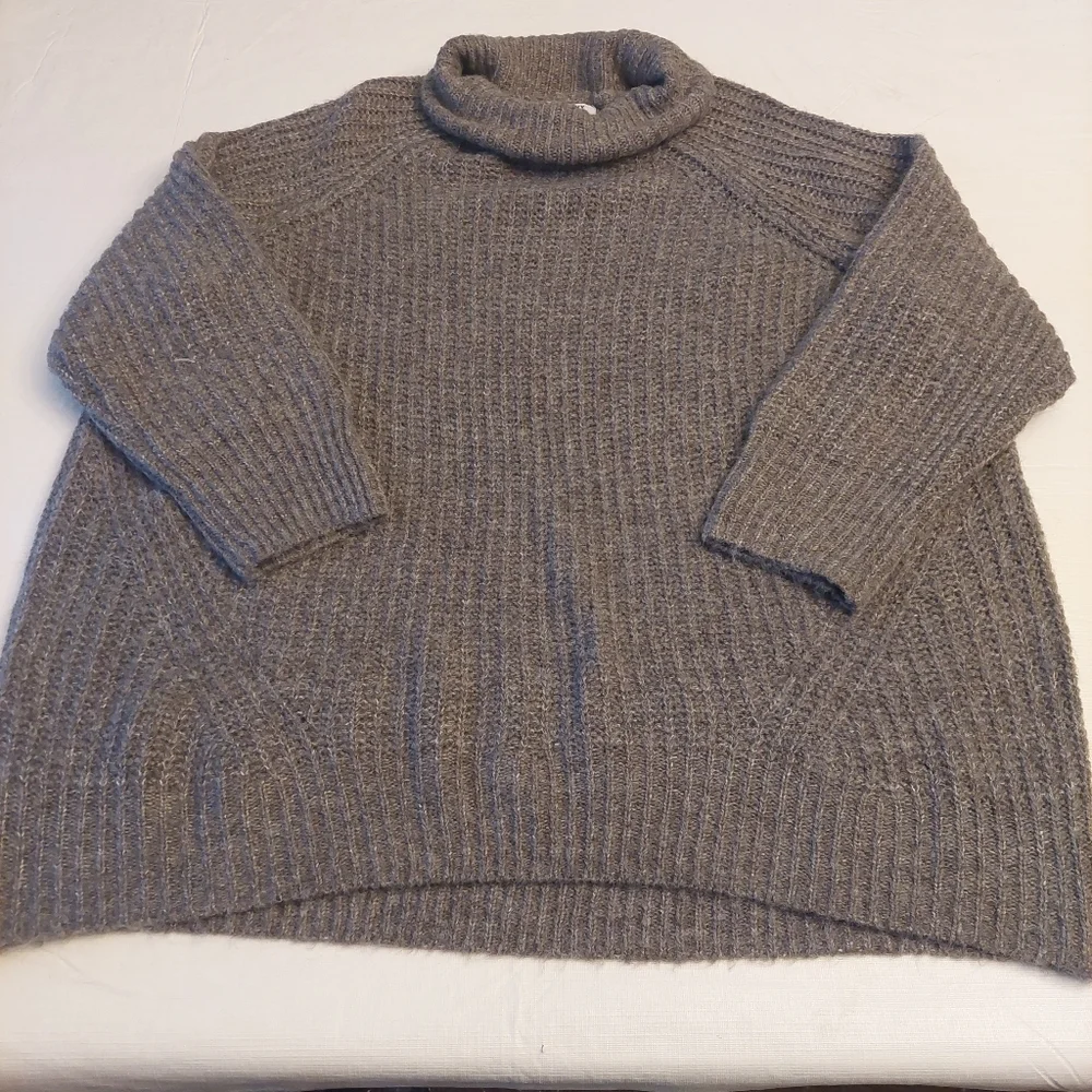 Old Navy Grey Cowl Neck Chunky Knit Soft Wool Blend Pullover Sweater Sz 2X - Picture 3 of 9